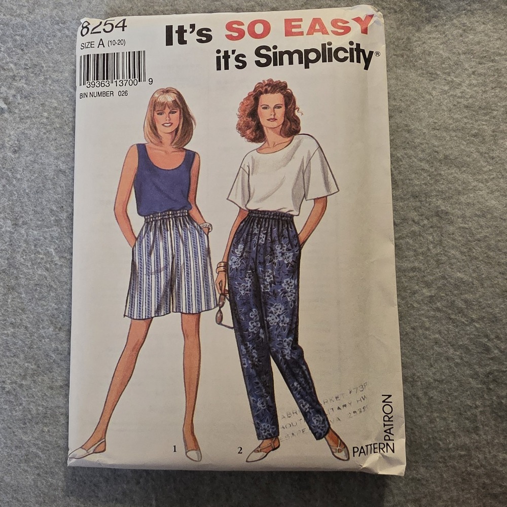 Vintage Simplicity 8254 Sewing Pattern Misses Top & Pants Sz 10-18 Uncut